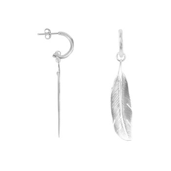 Feather Hoop Stud Earring Silver | Betty Bogaers