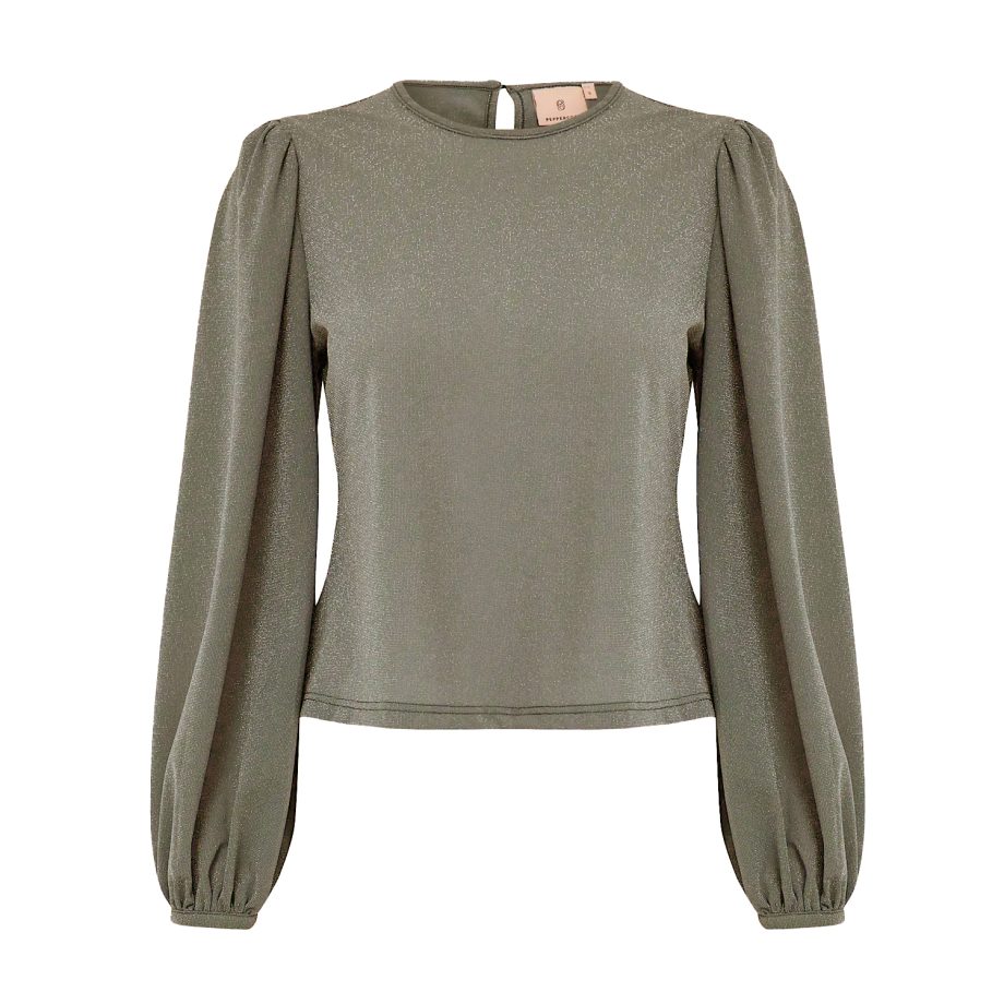 Ebba Puff Sleeve Grey Melange Metallic | Peppercorn