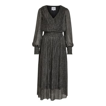 Mavena Long Sleeve Midi Dress Black Metallic | Minus