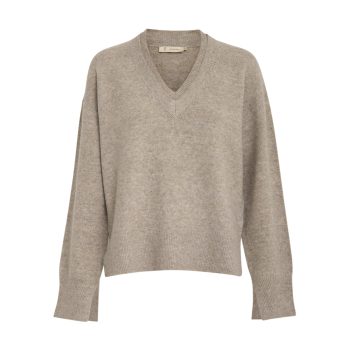 Casey V-Neck Knit Pullover Winter Twig Sand Melange | Peppercorn