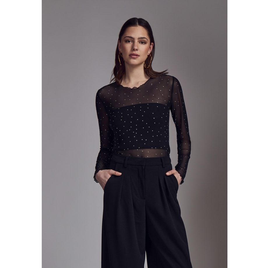 Lia Mesh Top Black | Peppercorn