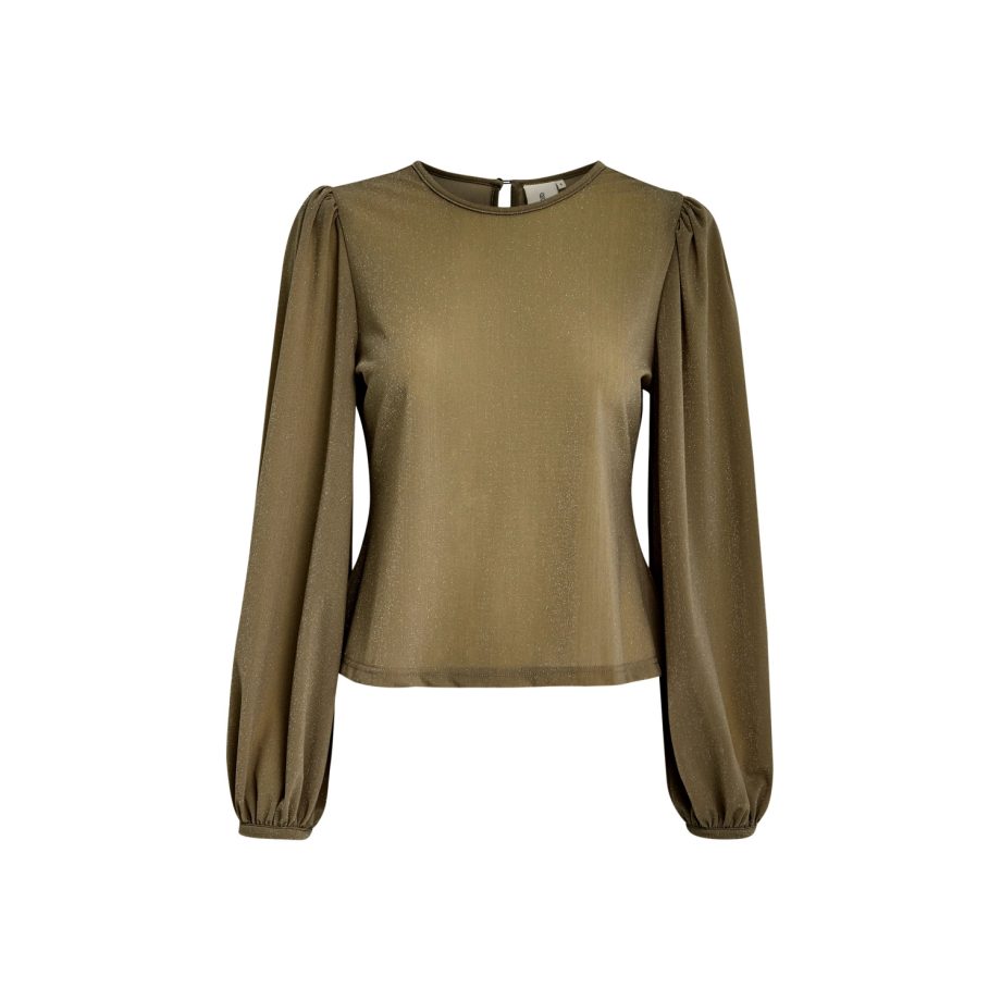 Ebba Puff Sleeve Top Canteen Metallic | Peppercorn