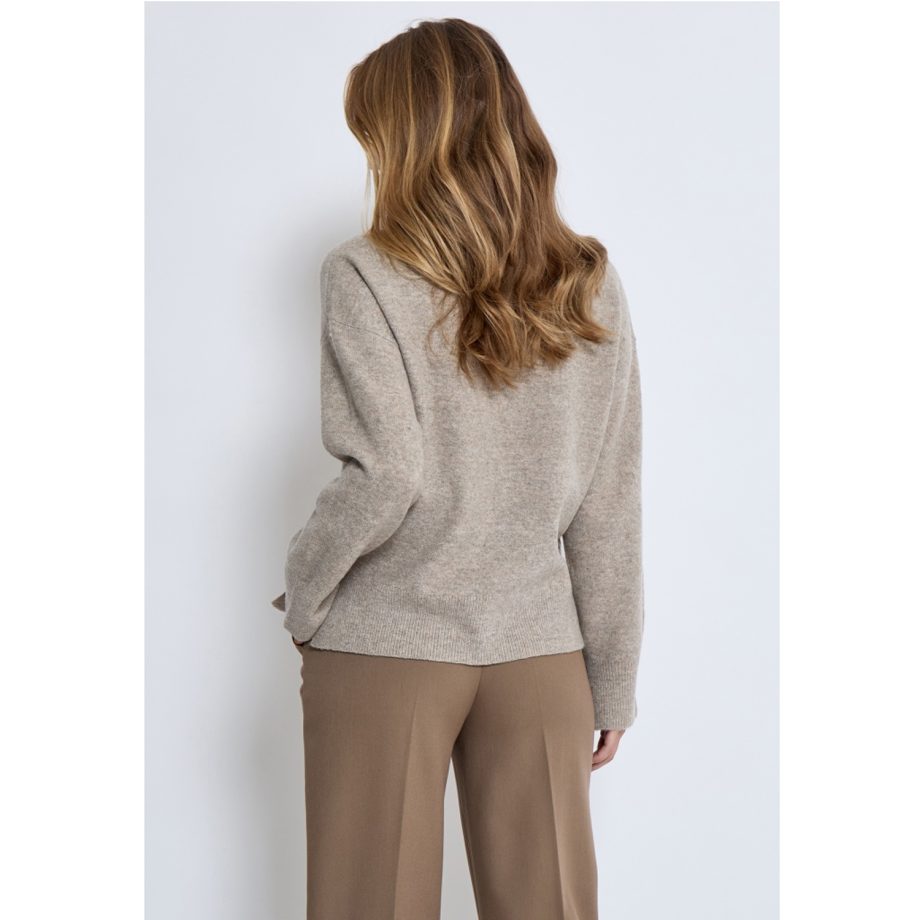 Casey V-Neck Knit Pullover Winter Twig Sand Melange | Peppercorn