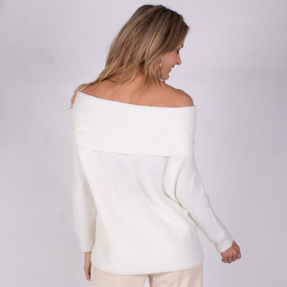 Drammen Offshoulder Trui Offwhite | The Clothed