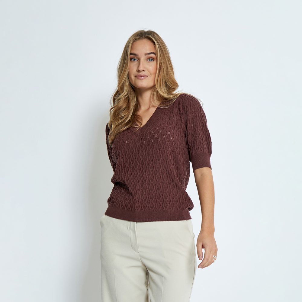 Rosalia Puff Sleeve Knit Tee Andorra Red | Peppercorn