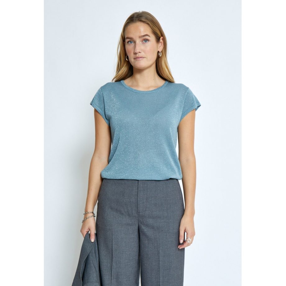 Carlina Knit Tee Citadel Blue Metallic | Minus