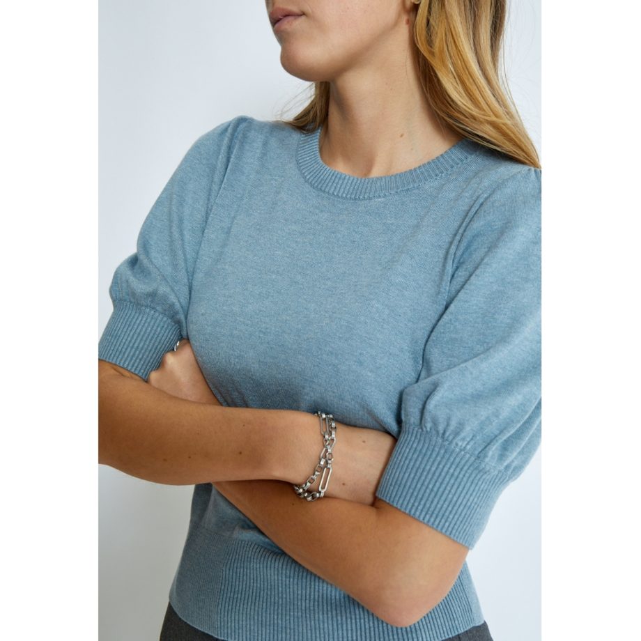 Liva Knit Tee Citadel Blue Melange | Minus