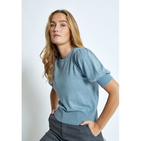 Liva Knit Tee Citadel Blue Melange | Minus