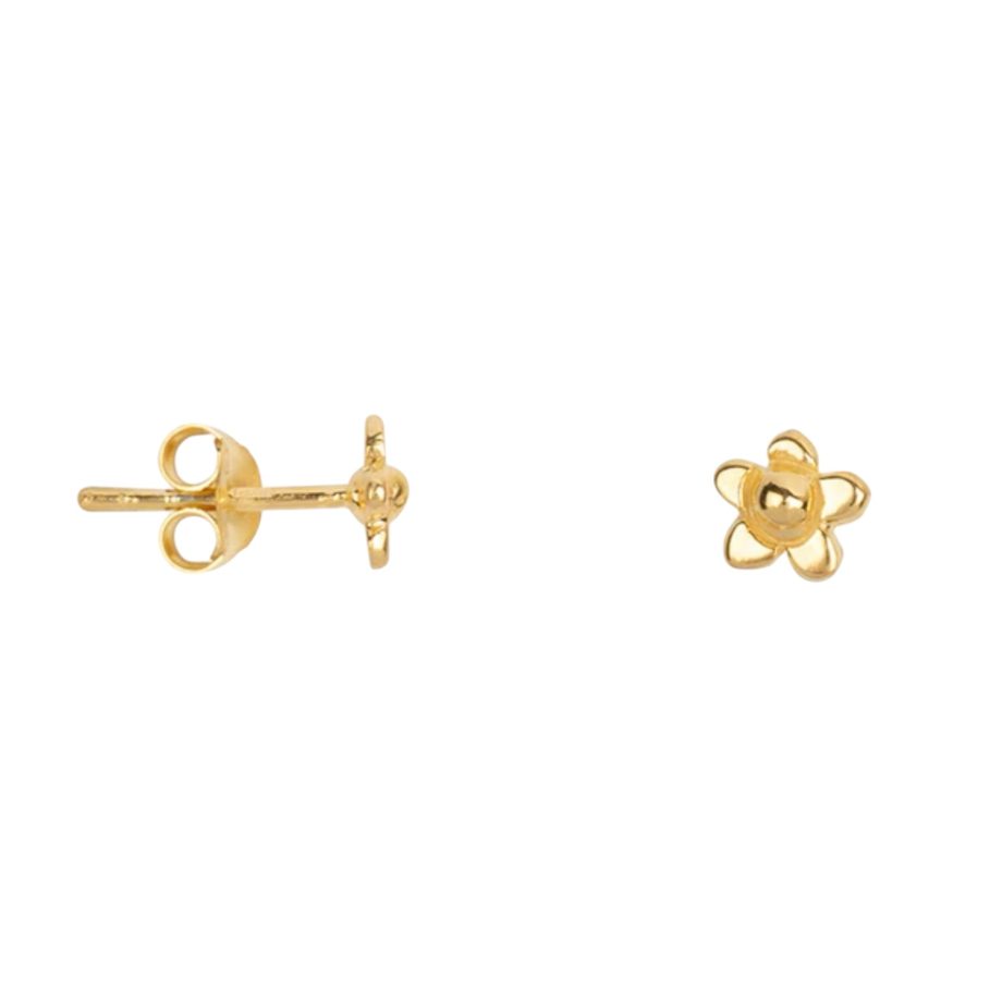 Mini Flat Flower Dot Stud Gold Plated | Betty Bogaers