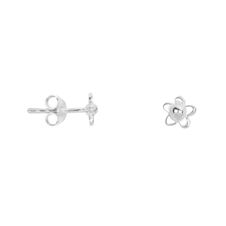 Mini Flat Flower Dot Stud Silver Plain | Betty Bogaers