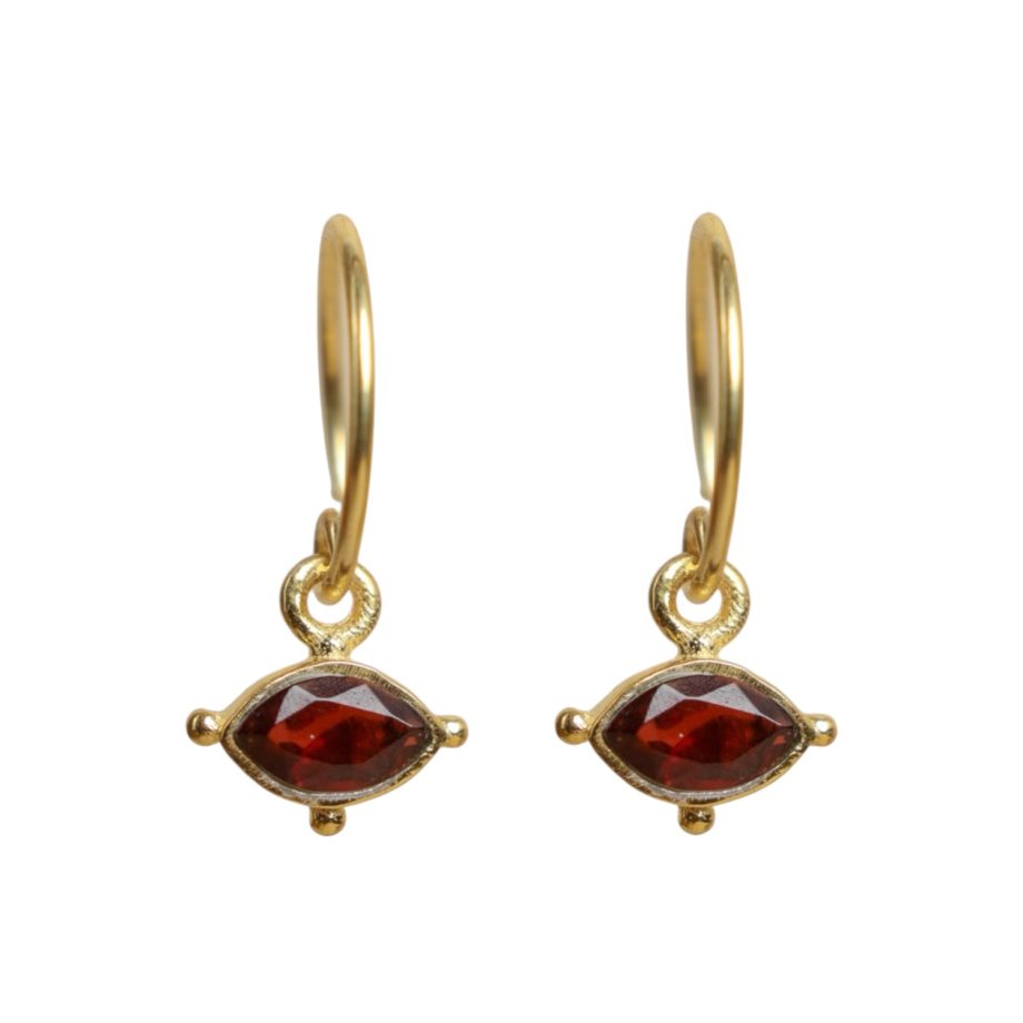 Earring hanging Tiwi garnet 3x5mm marquise | Muja Juma