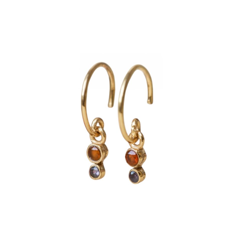 Earring hanging Chamomile 2mm round red agate | Muja Juma