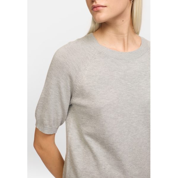 Marla Short Sleeve O-neck Knit Light Grey Melange | Soft Rebels