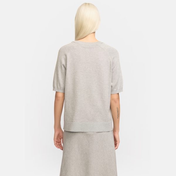 Marla Short Sleeve O-neck Knit Light Grey Melange | Soft Rebels