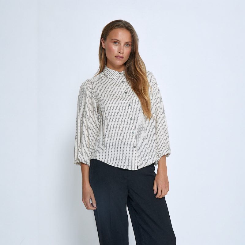 Gabriella Shirt Whitecap Cream Print | Peppercorn