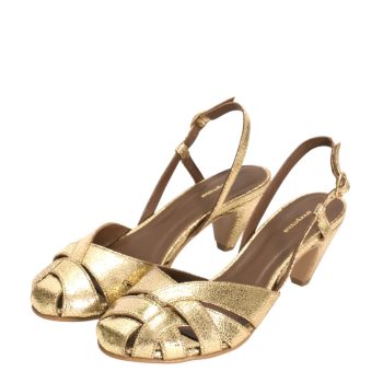 Banie 50 stiletto Crackled metallic goat Gold | Anonymous