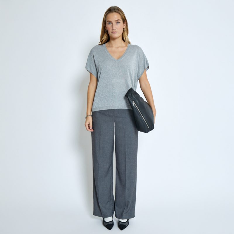 Carlina Batsleeve Knit Tee Light Grey Metal | Minus