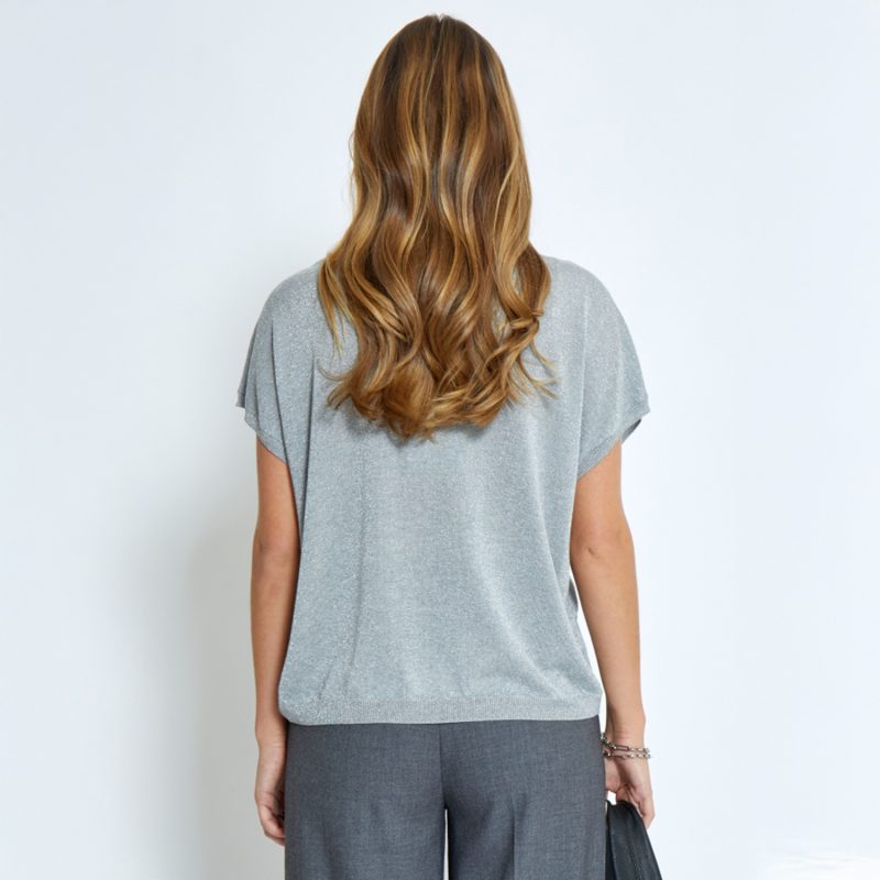 Carlina Batsleeve Knit Tee Light Grey Metal | Minus