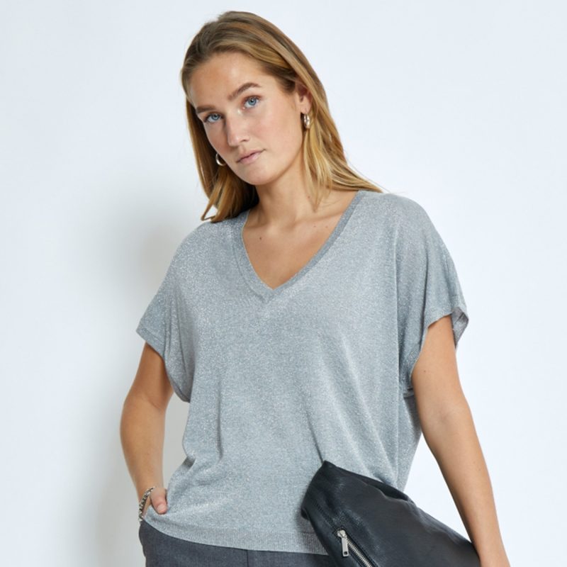 Carlina Batsleeve Knit Tee Light Grey Metal | Minus