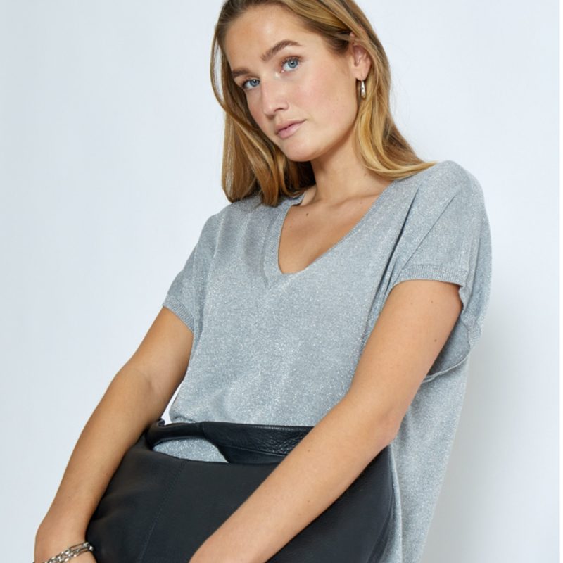 Carlina Batsleeve Knit Tee Light Grey Metal | Minus