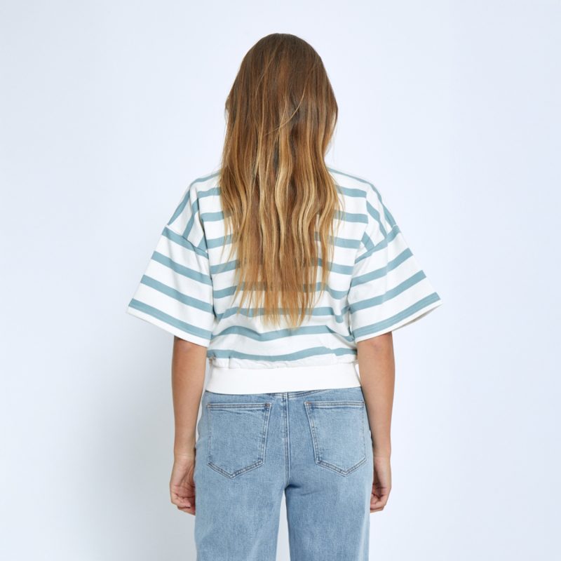 Estella Short Sleeve Sweat Ice Blue Stripe | Minus