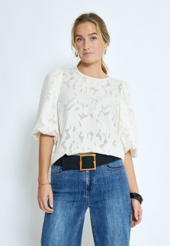 Gyda Half Sleeve Blouse Whitecap Grey | Peppercorn