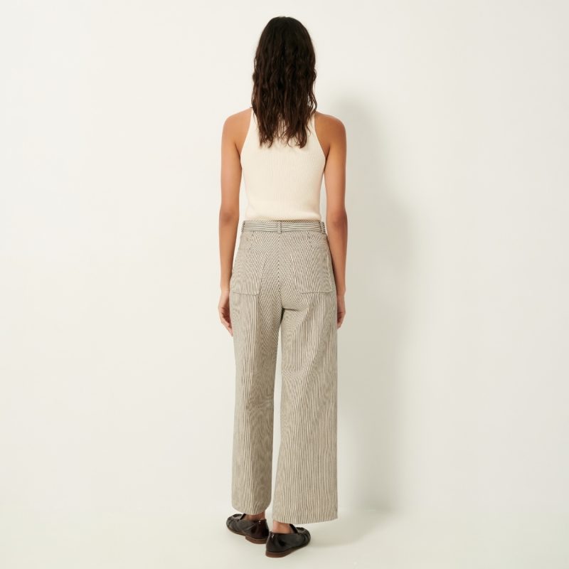 Albello Flared Pants Coutil Whiblack | Sessùn