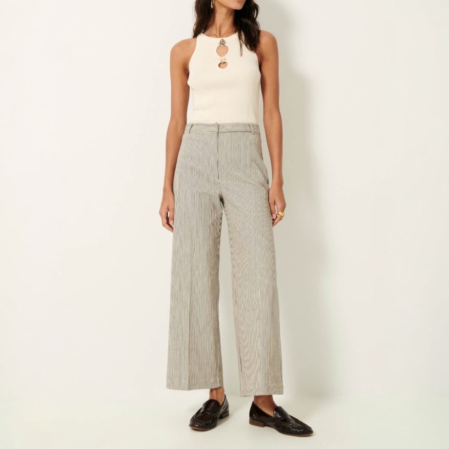 Albello Flared Pants Coutil Whiblack | Sessùn