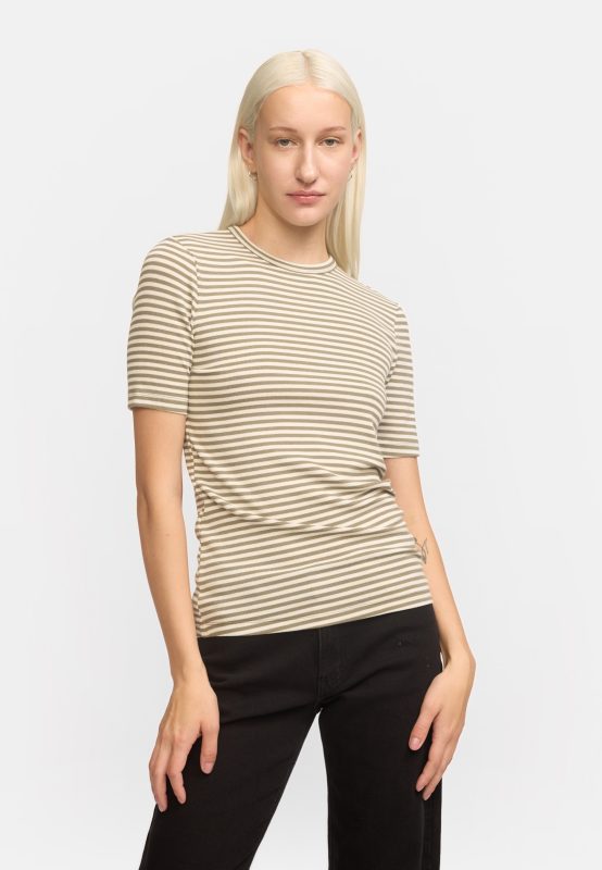 Fenja Stripe SS Top Vetiver | Soft Rebels