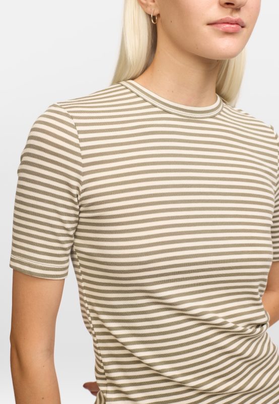 Fenja Stripe SS Top Vetiver | Soft Rebels