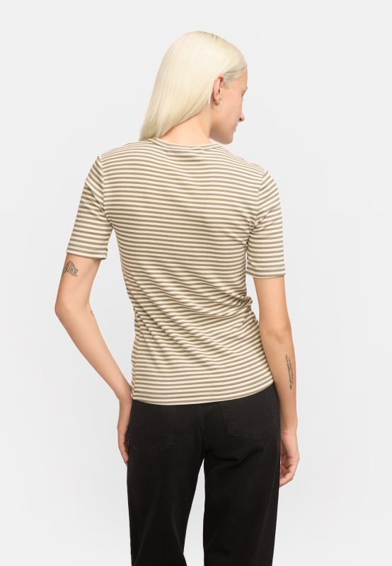 Fenja Stripe SS Top Vetiver | Soft Rebels