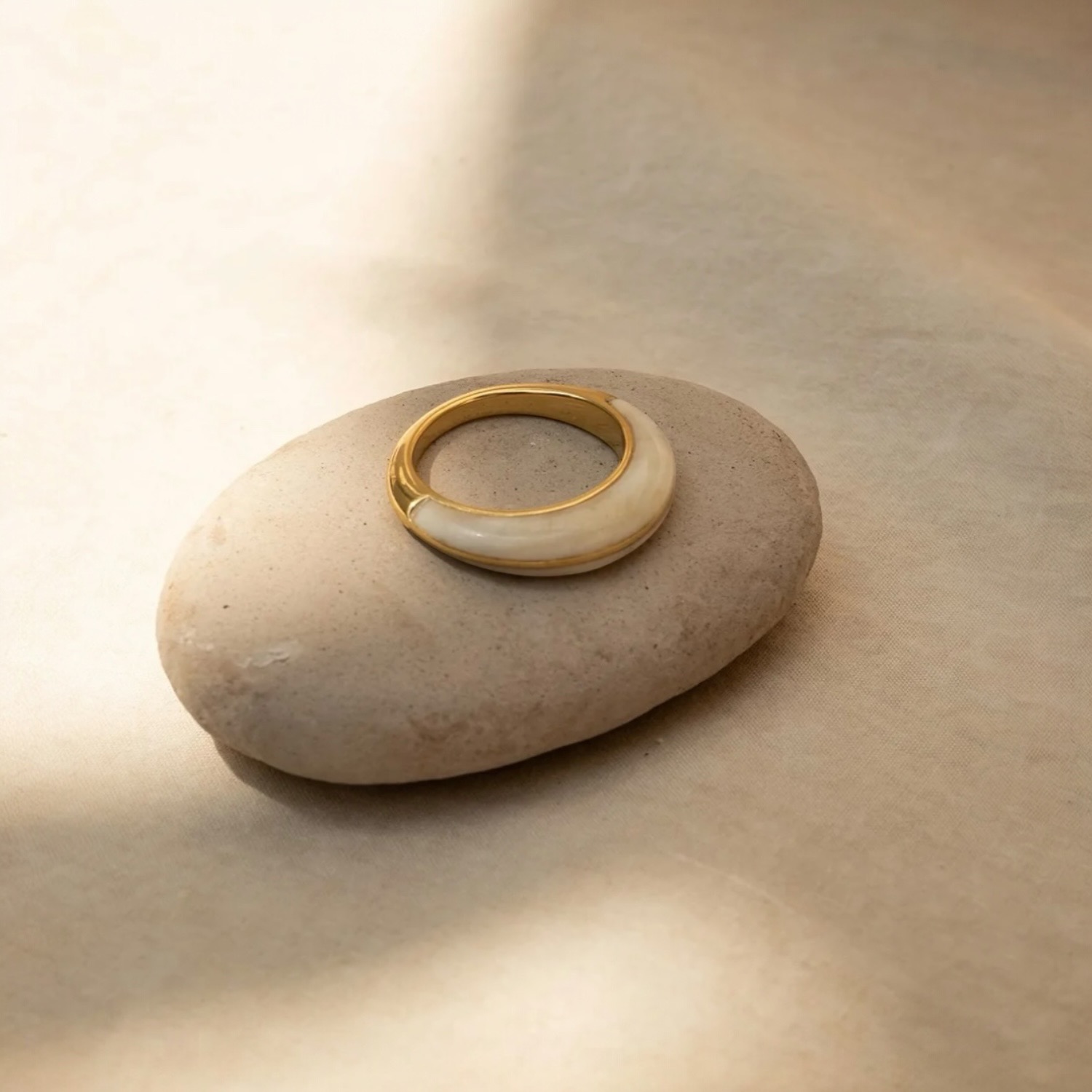 Gold-Vermeil White Natural Ring | Adorn