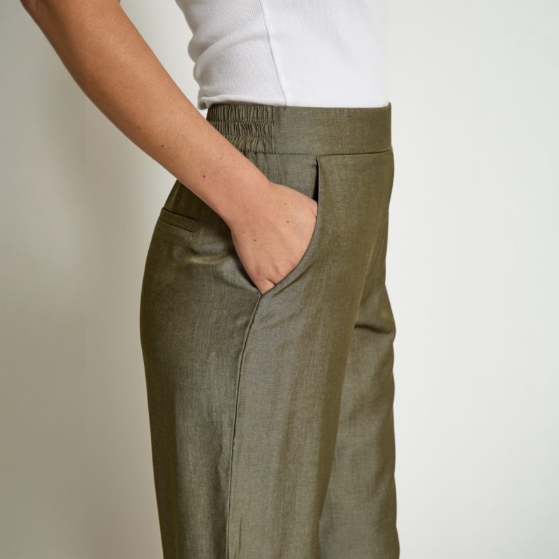 Bea Wide Pant Green Melange | Peppercorn