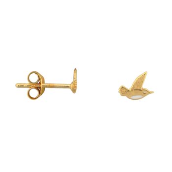 Mini Bird White Enamel Stud Earring | Betty Bogaers