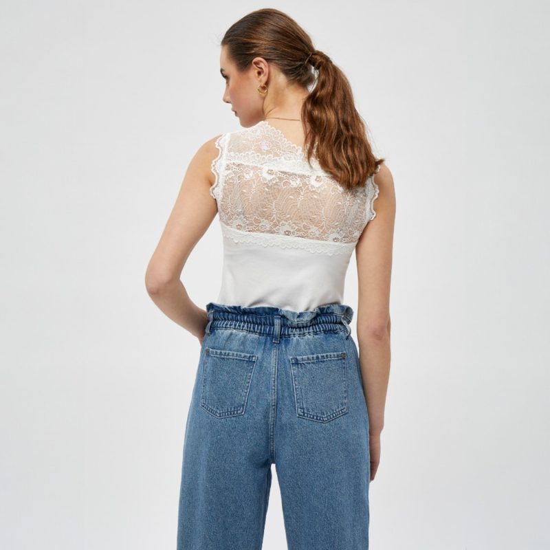 Vanessa V-Neck Sleeveless Top Broken White | Minus