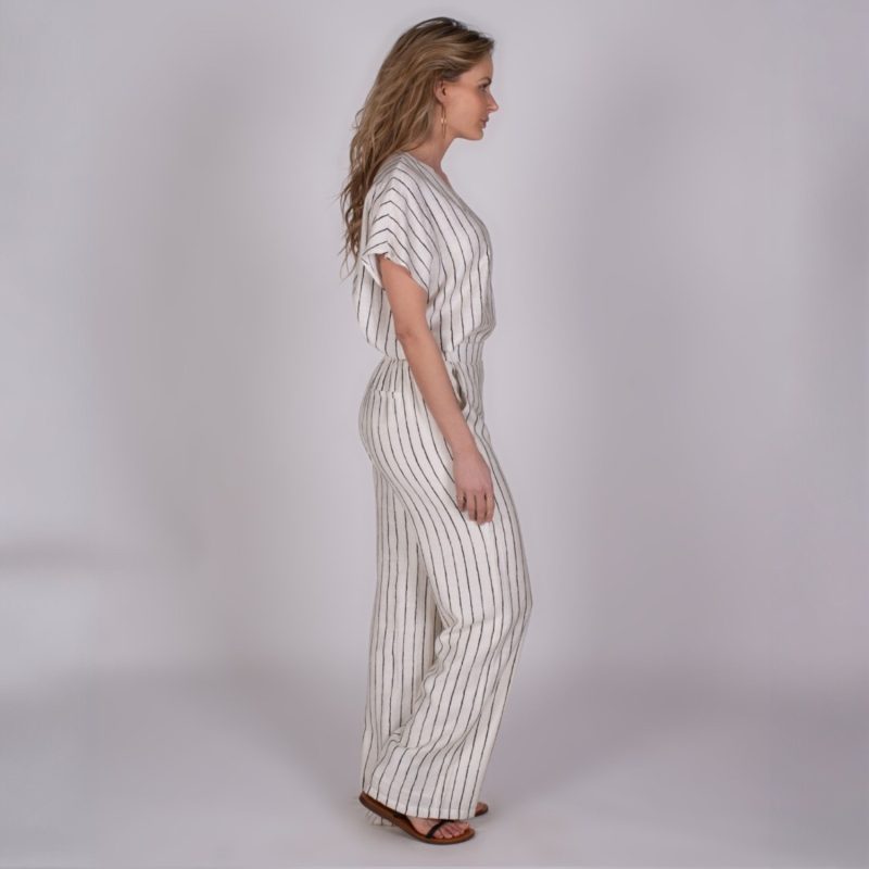Mendoza Pantalon Zwart Beige Streep | The Clothed