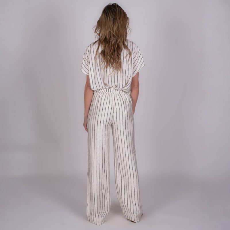 Mendoza Pantalon Zwart Beige Streep | The Clothed
