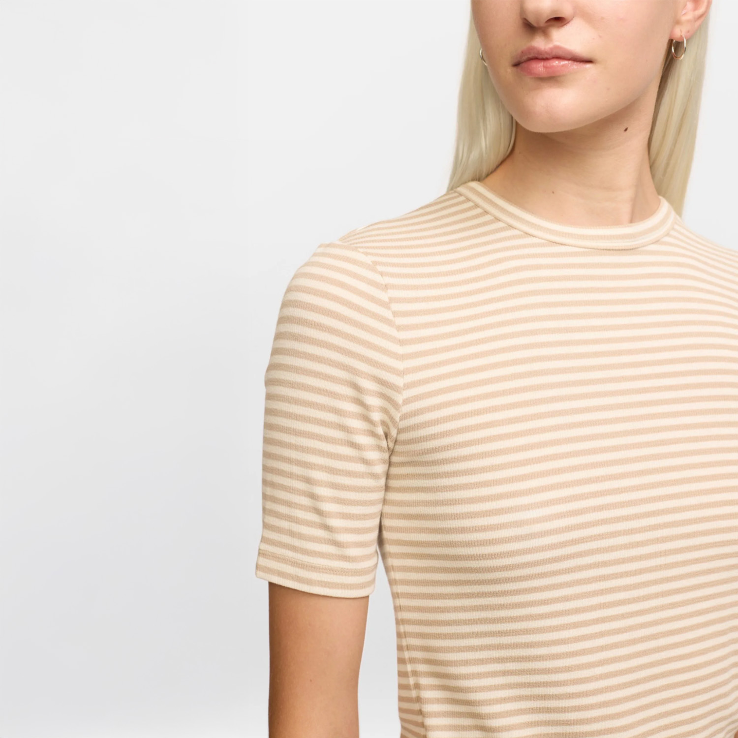 FENJA STRIPE SS TOP FEATHER GREY | SOFT REBELS