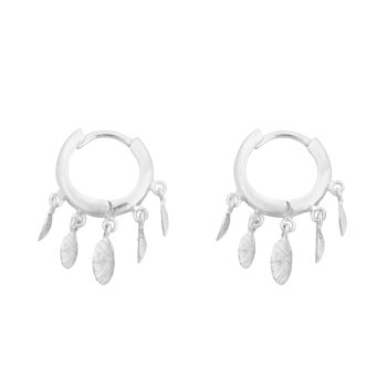 Small Ribbed 5 Coins Hoop Earring Silver | Betty Bogaers