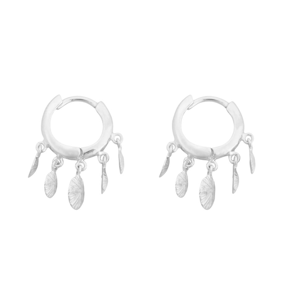 Small Ribbed 5 Coins Hoop Earring Silver | Betty Bogaers