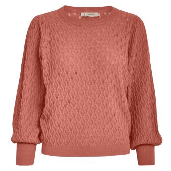 Rosalia Puff Sleeve Knit Pullover Dusty Red | Peppercorn
