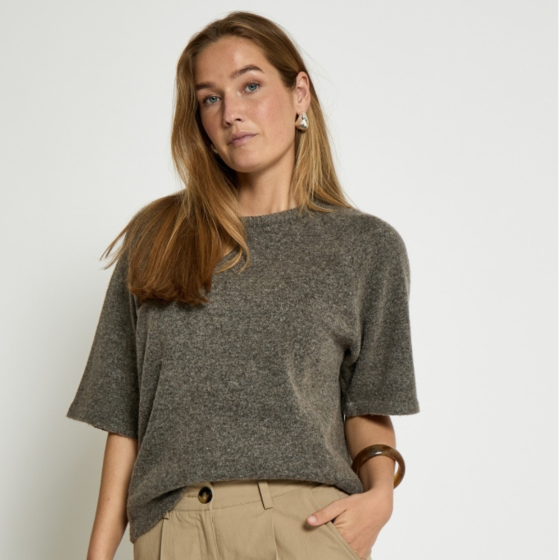 Kate GRS RWS Knit Blouse Walnut Melange | Peppercorn