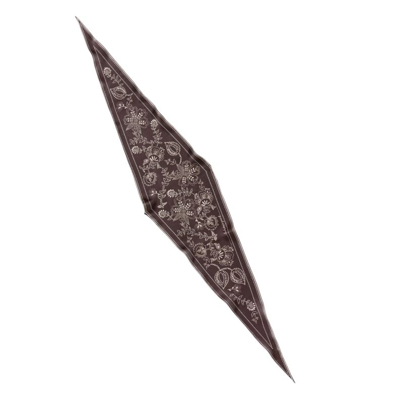 Dotted Flora Diamond Scarf Hot Fudge Brown | Becksöndergaard