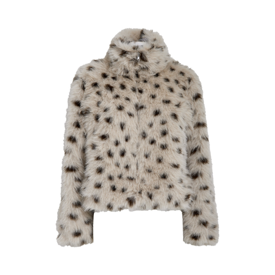 Randia Faux Fur Jacket Incense Beige | Peppercorn