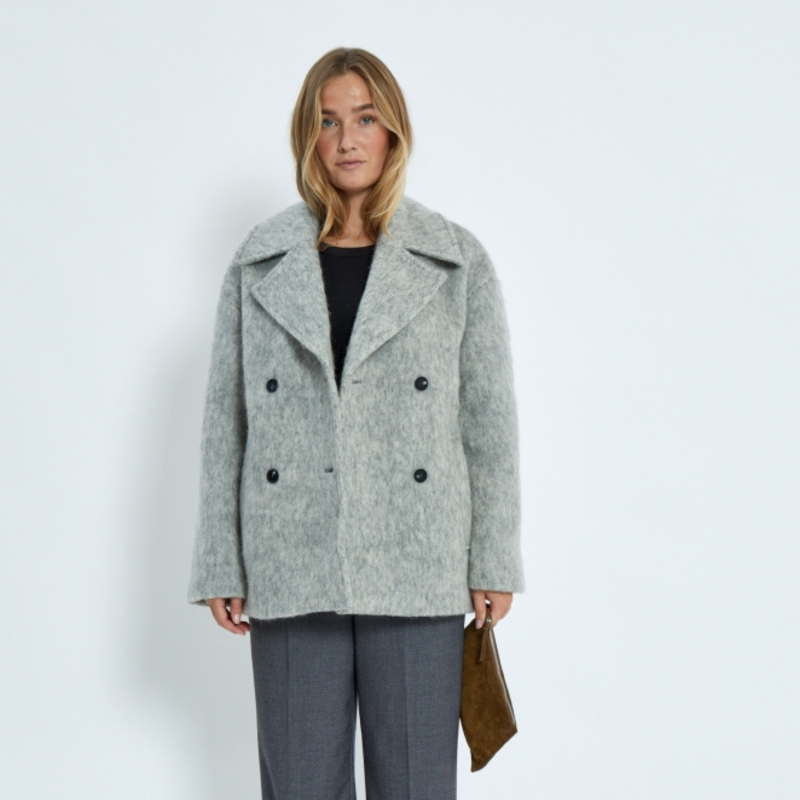 Clover Short Coat Light Grey Melange | Minus