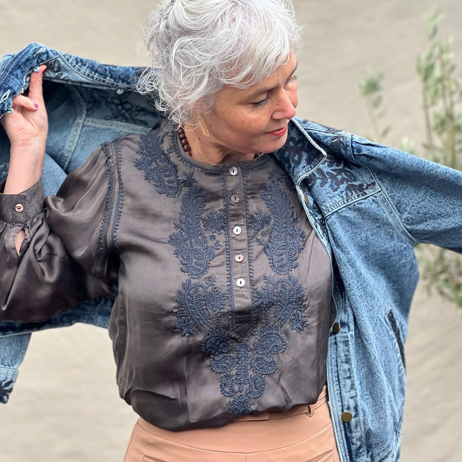 Satin Star Blouse Mystic Green | Maison Hotel