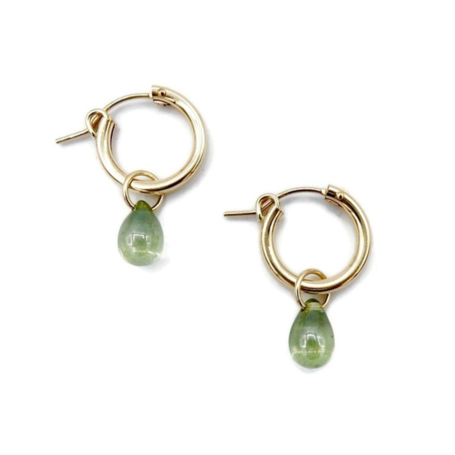Luc 13 mm Green Drop Statement Hoops | Gnoes
