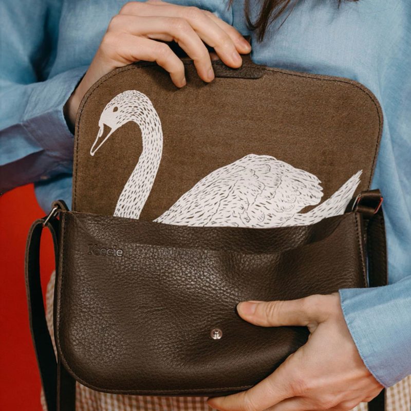 Schoudertas Wild Swan Dark Brown | Keecie