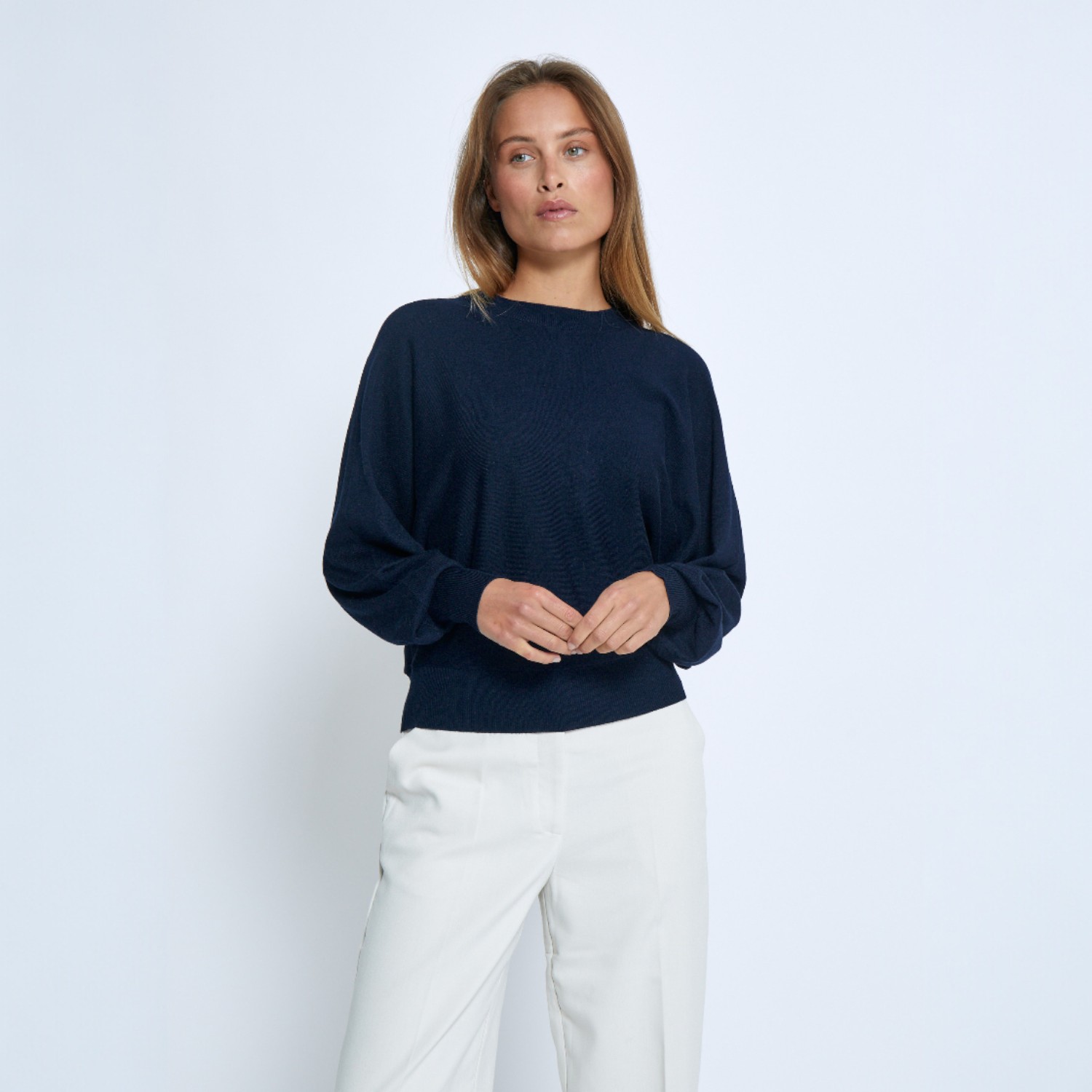 Dana Bat Sleeve Knit Pullover Black Iris Solid | Minus