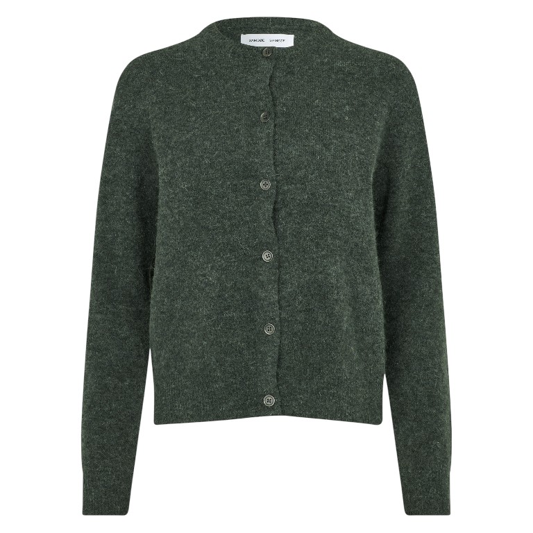 Nor short Cardigan Dark Evergreen Melange | Samsoe Samsoe